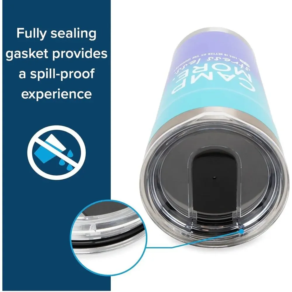 Camper 20oz Painted Tumbler, Superior Heat & Ice Retention CAMP MORE STRESS LESS
